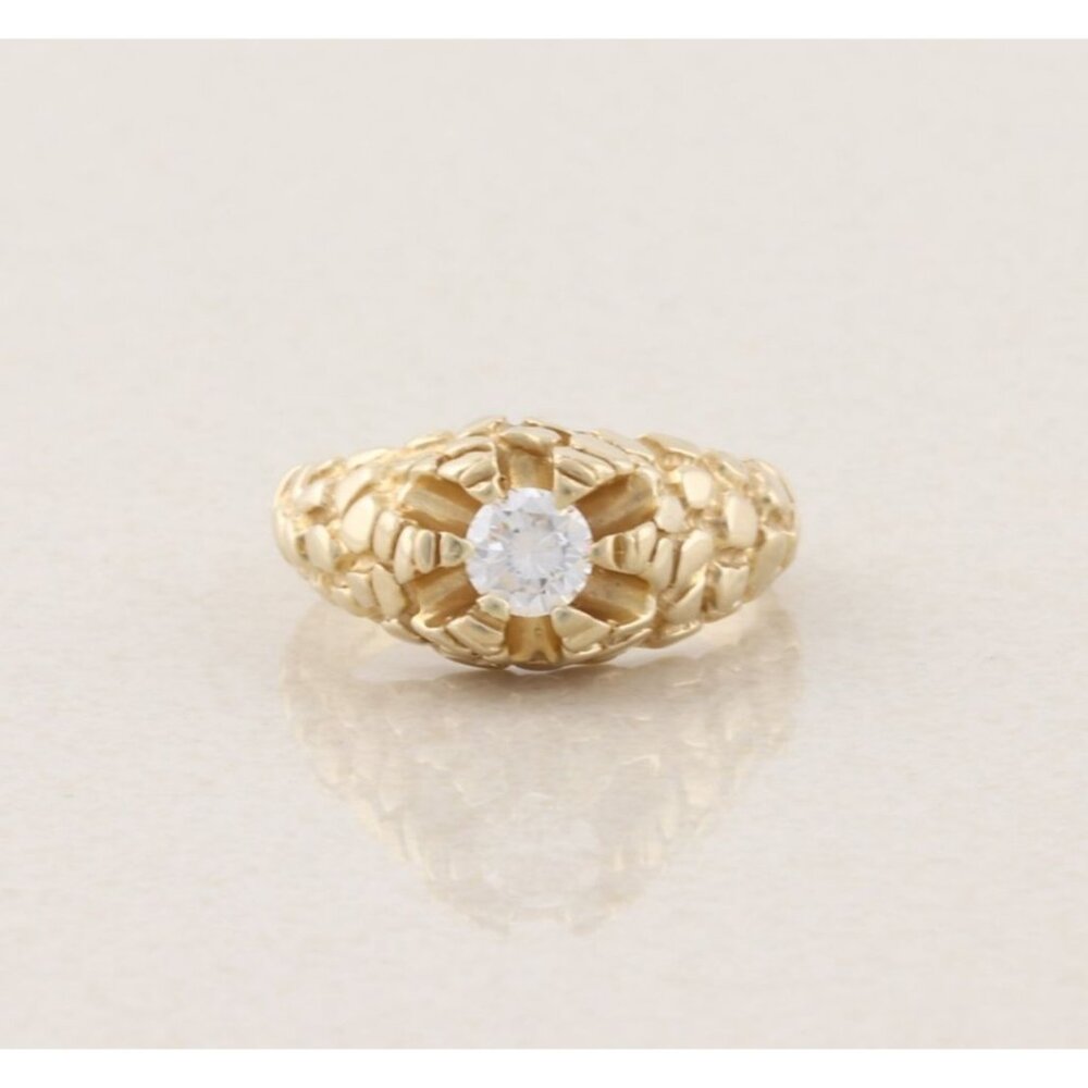 Mens 14k Yellow Gold .65 carat Diamond Belcher Ring Nugget Band Ring Size 10.25